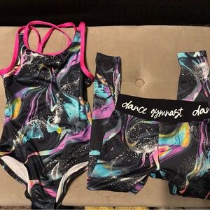 Justice Black Galaxy Activewear Set